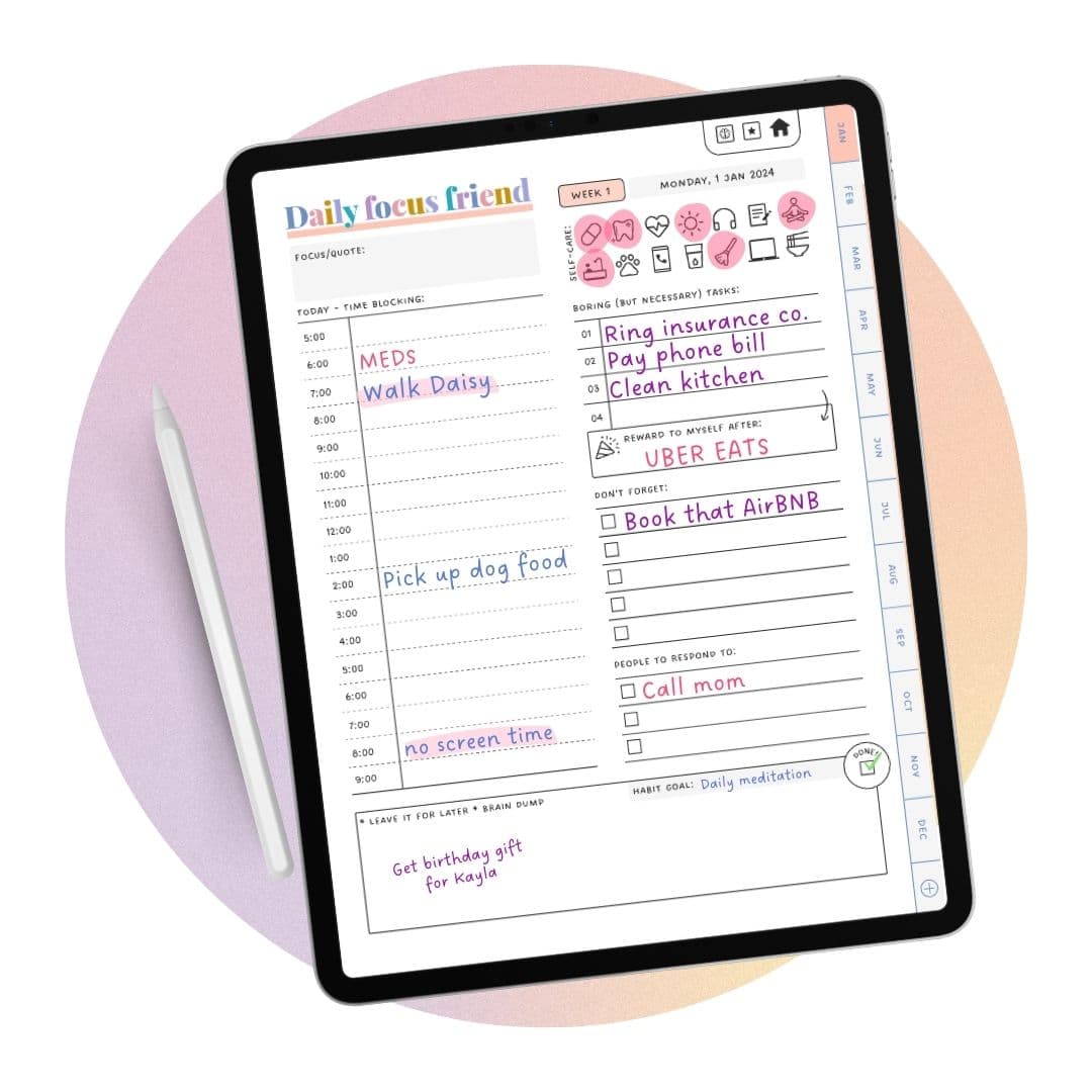 Future ADHD Digital Planner on tablet